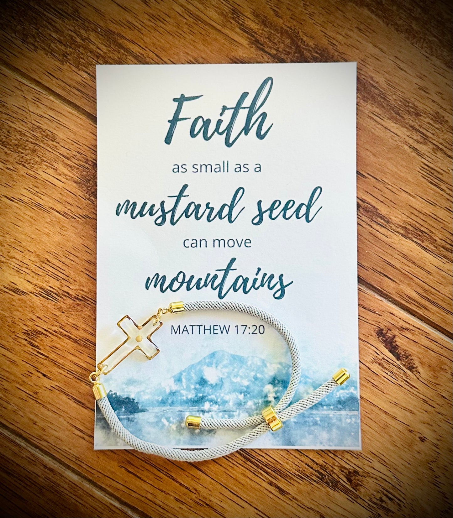 Mustard seed cross bracelet