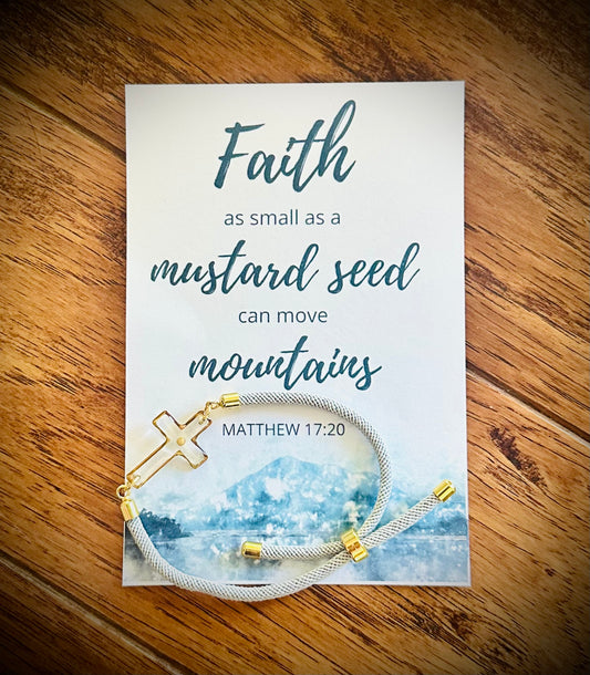 Mustard seed cross bracelet