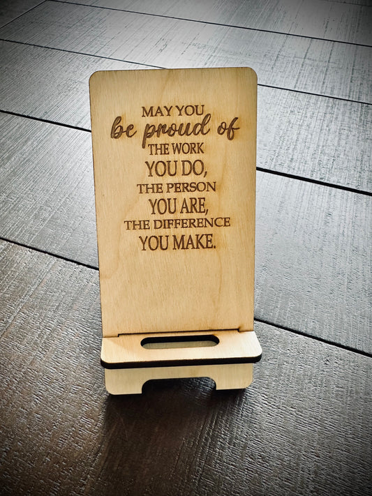Phone stands engraved