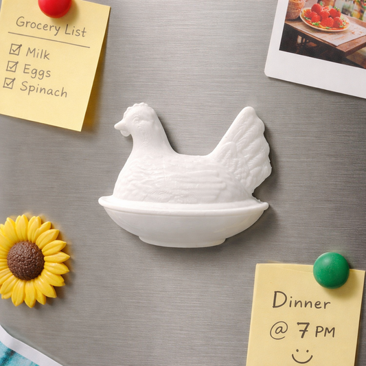Nesting hen fridge magnet