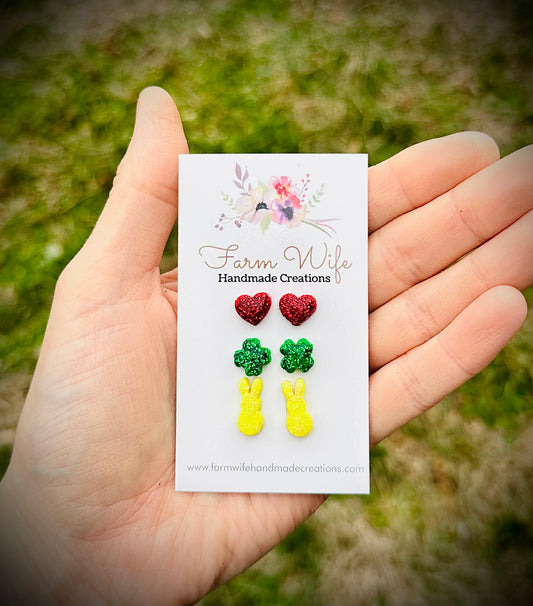 Glitter holiday stud pack