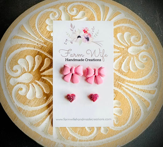 Pink Bows and glitter hearts