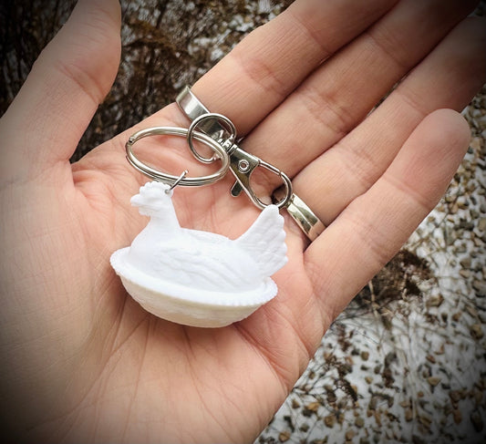 Nesting hen keychain