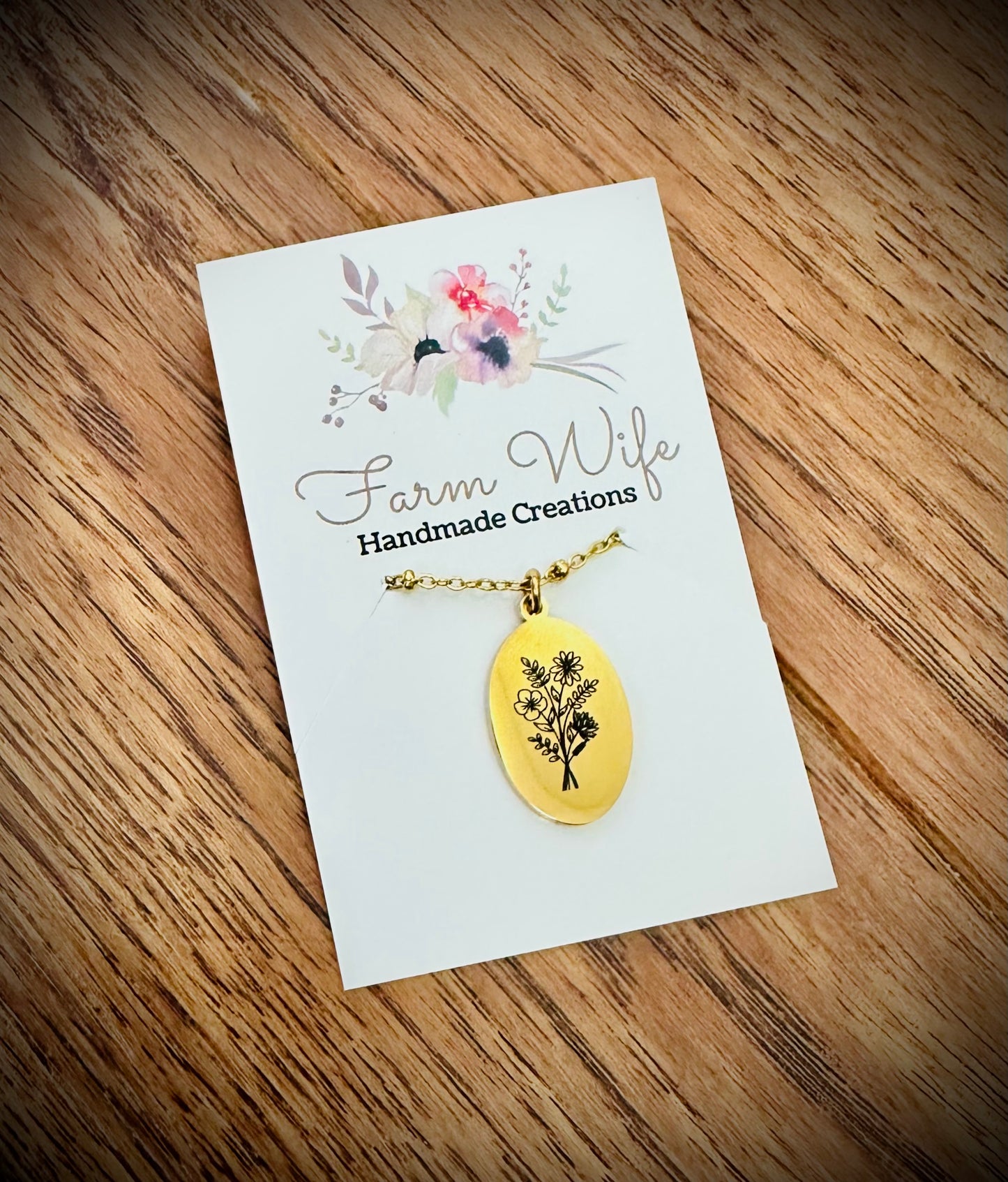 Birth month necklace oval shape