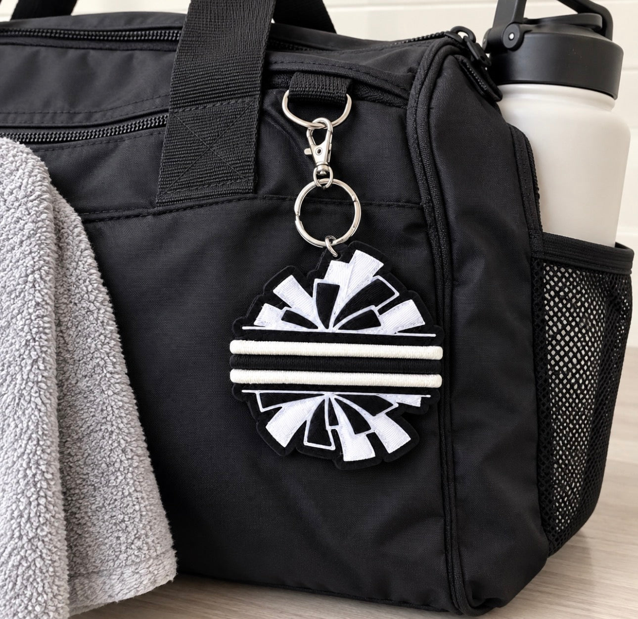 Cheer hair tie holder bag tag