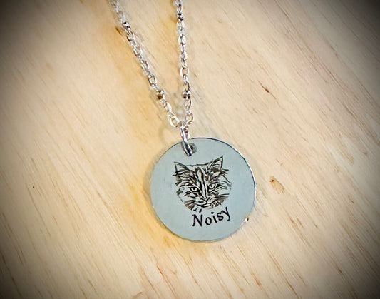 Custom pet portrait necklace