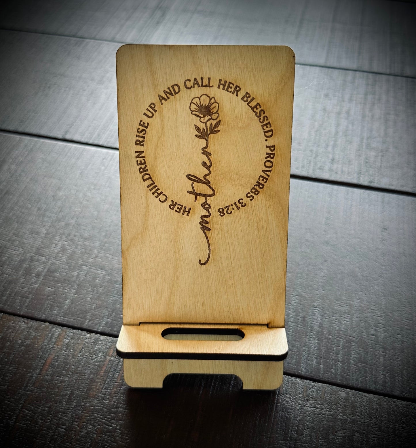 Phone stands engraved