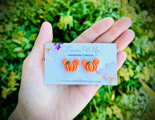 Mouse ears pumpkin studs