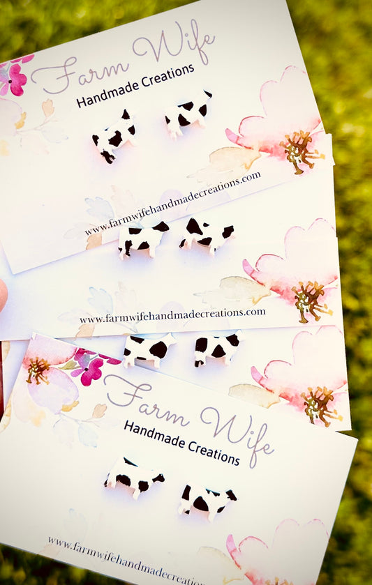 Holstein Cow stud earrings