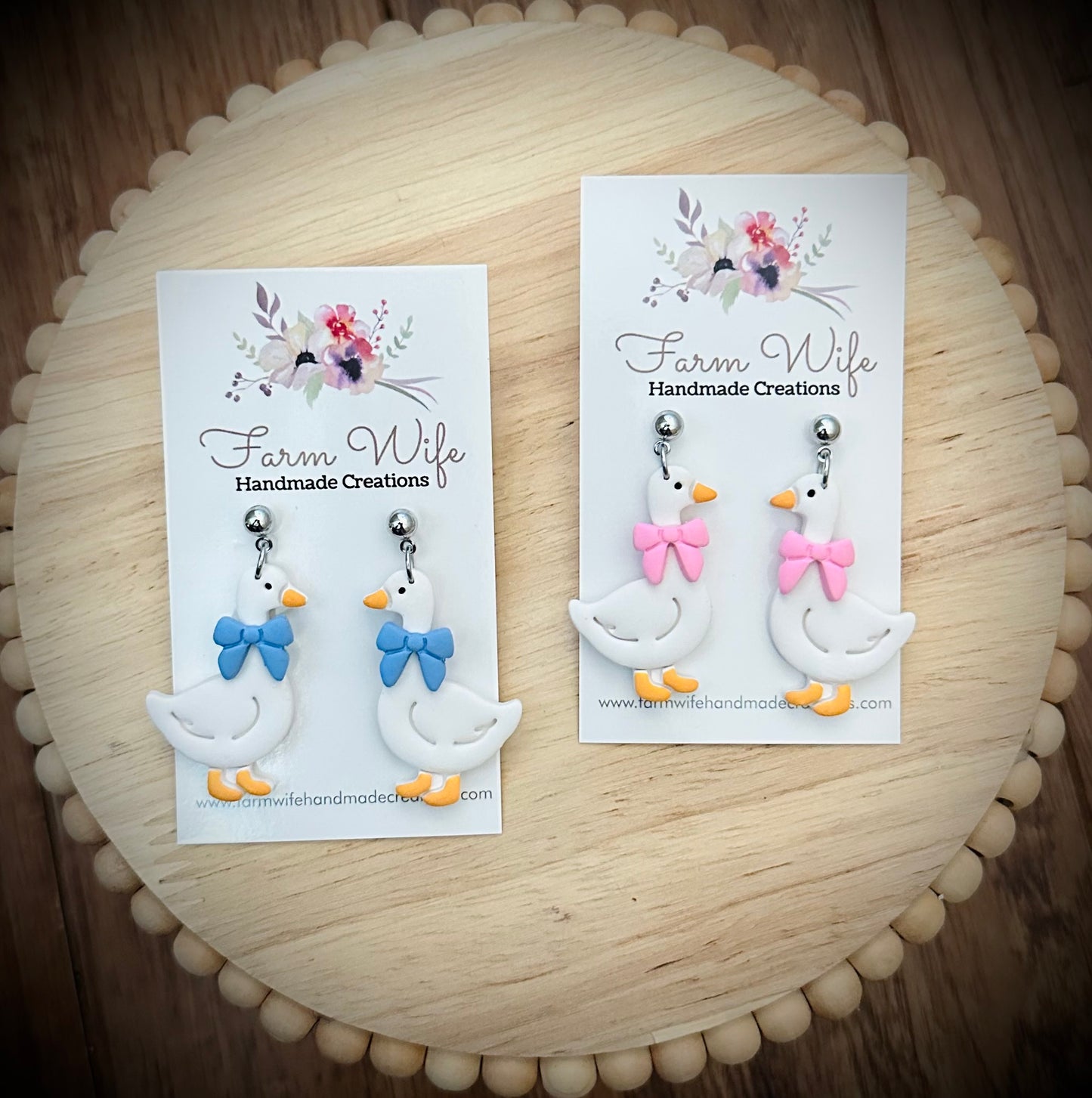 Porch goose pink or blue bow