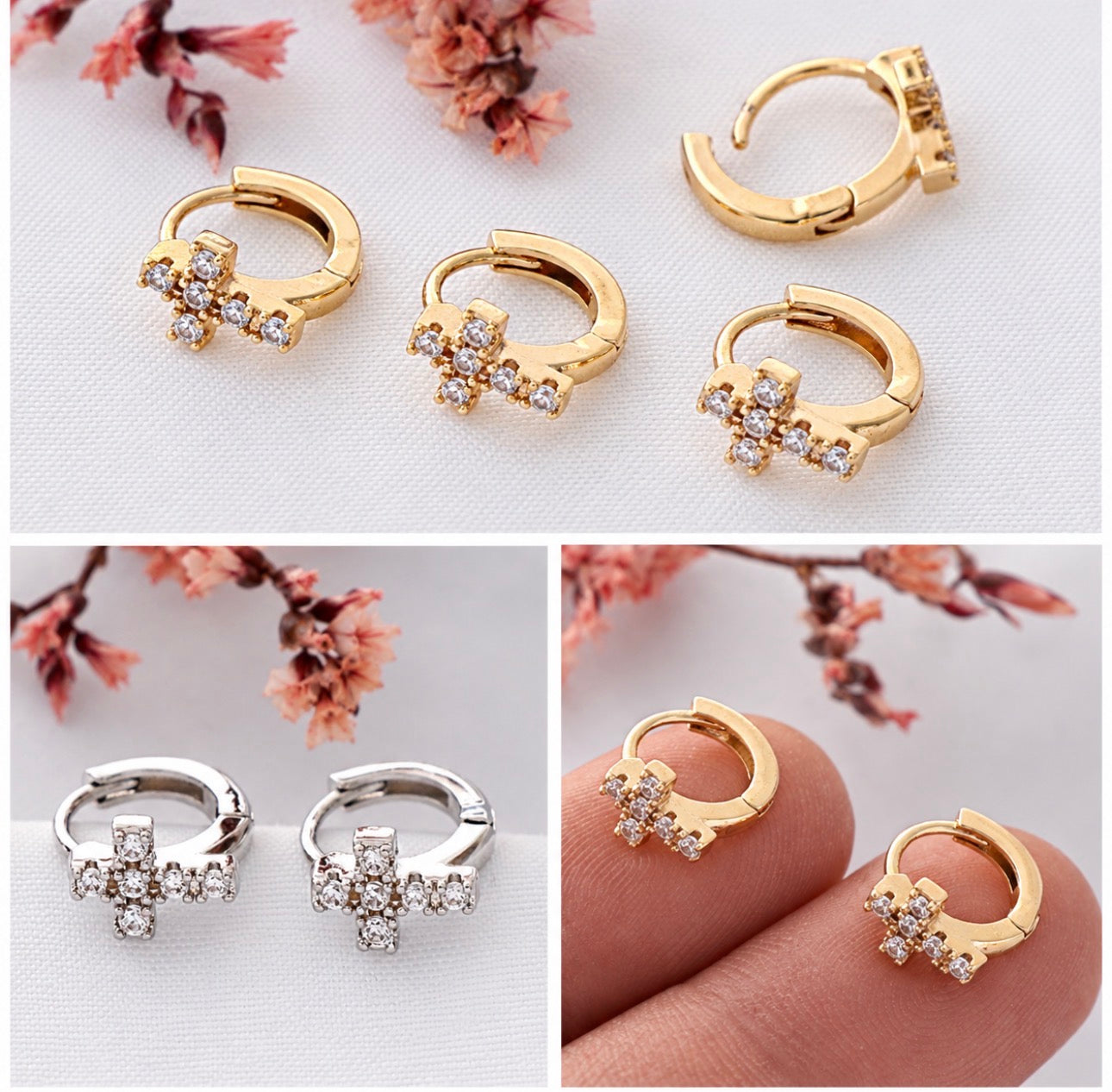 Dainty cross hoops